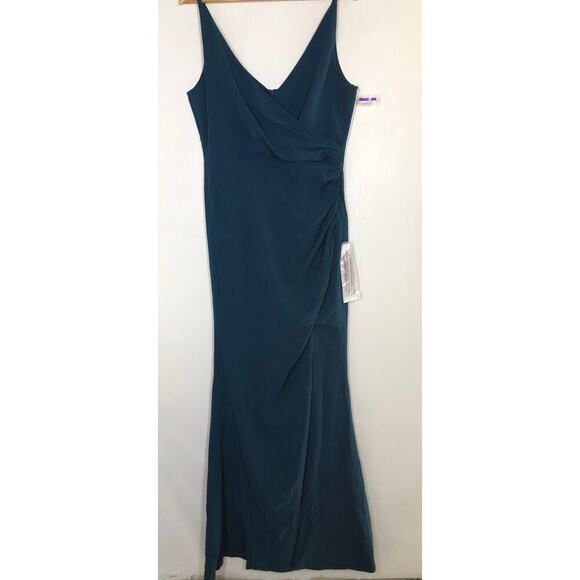 Dress The Population Jordan Gown Sleeveless V-Neck Mermaid Peacock Blue NWT L - Picture 4 of 9